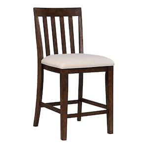 Creeke Rustic Oak and Beige Polyester Padded Counter Height Dining Chairs (Set of 2)
