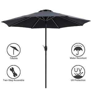 9 ft. Patio Market Crank and Tilt Umbrellas, Table Umbrellas,UV-Resistant Canopy in Black