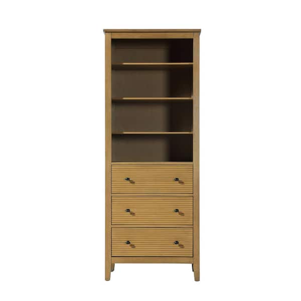 28 in. W x 18 in. D x 72 in. H Brown Freestanding Linen Cabinet in Honey Teak