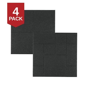 24 in. x 24 in. x 5/8 in. Black Dual-Sided Rubber Paver (4-Pack)