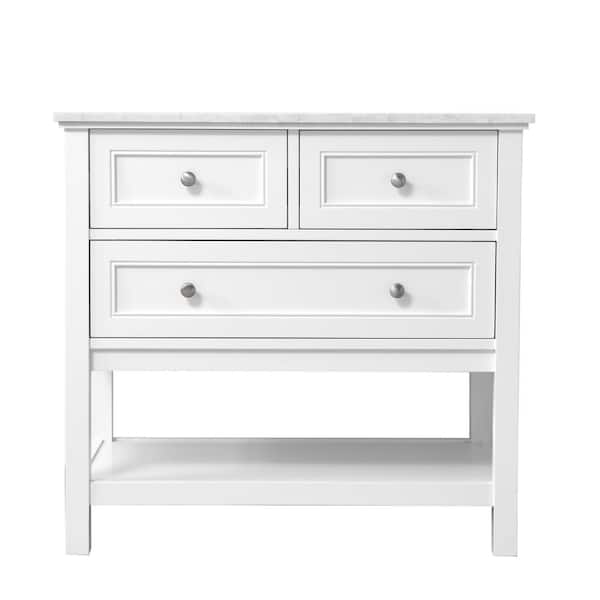 Unbranded Timeless Home 36 in. W x 22 in. D x 33.75 in. H Single Bathroom Vanity in White with White Marble and White Basin