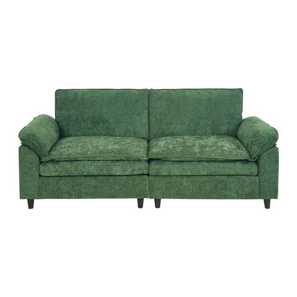 WONDER COMFORT Chic 80 in. Green Chenille 2-Seater Loveseat Sofa