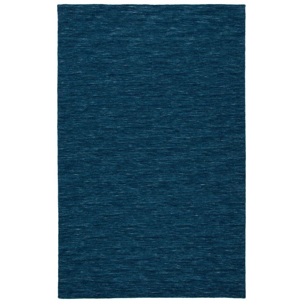 Navy Blue Handmade Wool and Cotton Flatweave Rug, 3' x 5'