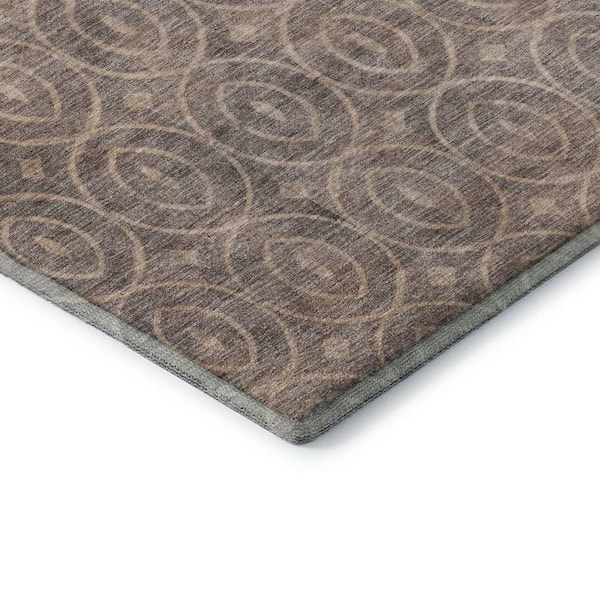 Mayfield Premium Machine Washable Abstract AMF1227 Mocha 2 ft. 3 in. x 7 ft. 6 in. Runner Rug