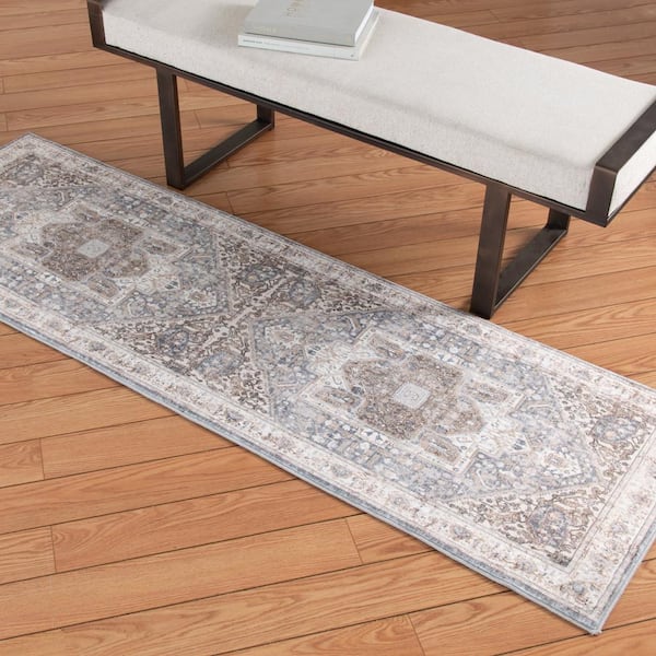 Silky Medallion Gray 2 ft. x 7 ft. Runner Area Rug