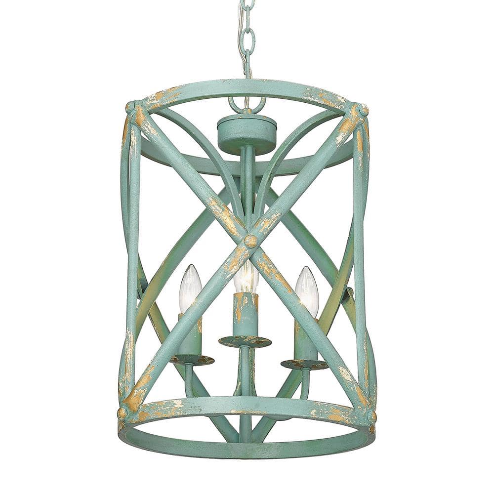 Golden Lighting Alcott 3-Light Antique Teal Pendant Light 0890-3P