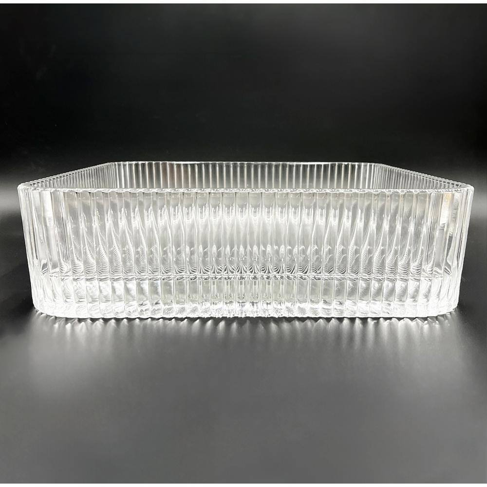 Clear Tempered Glass Square Vessel Bathroom Sink, 15 inches