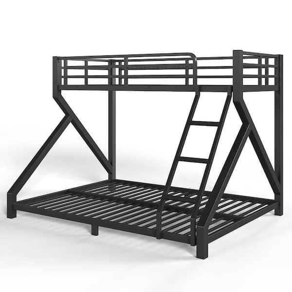 Nestfair Black Metal Twin XL over Queen Bunk Bed with Ladder