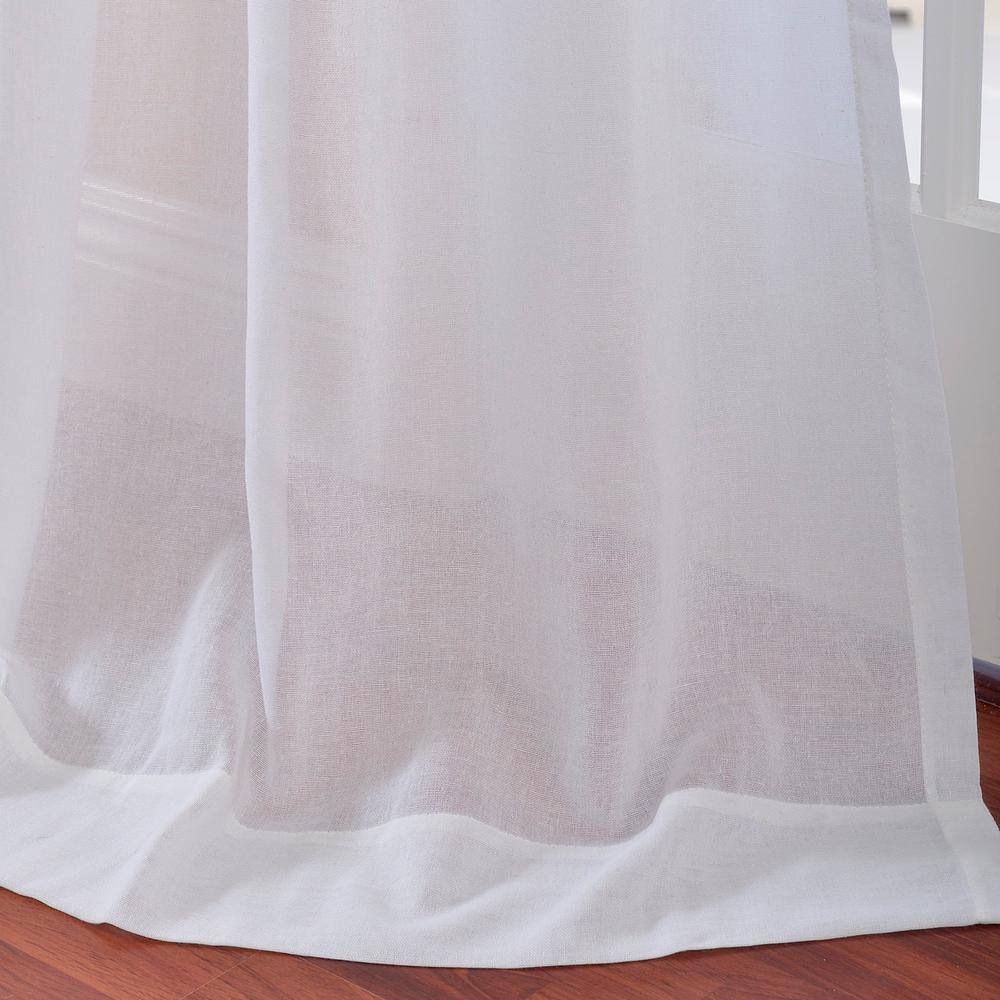 White Orchid Faux Linen Sheer Curtain (1 Panel), White Orchid, 50W X 96L