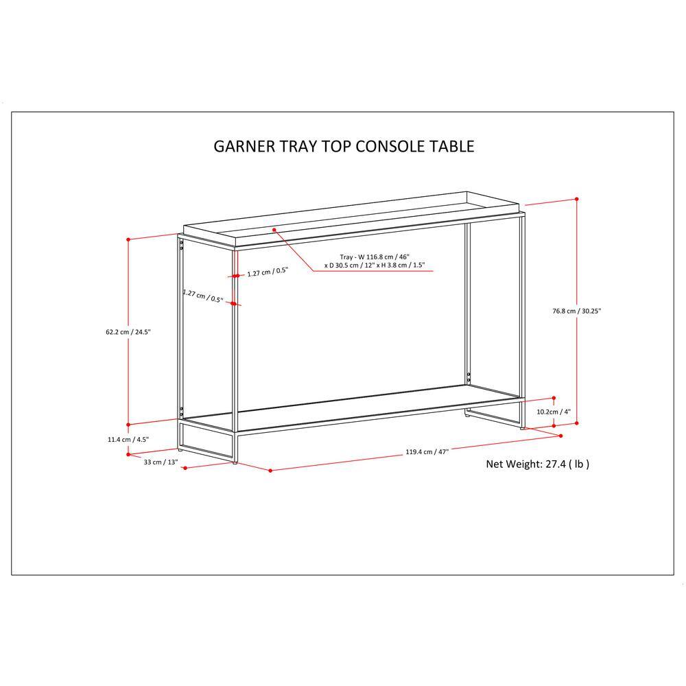 Garner Black Metal Tray Top Console Table with Storage