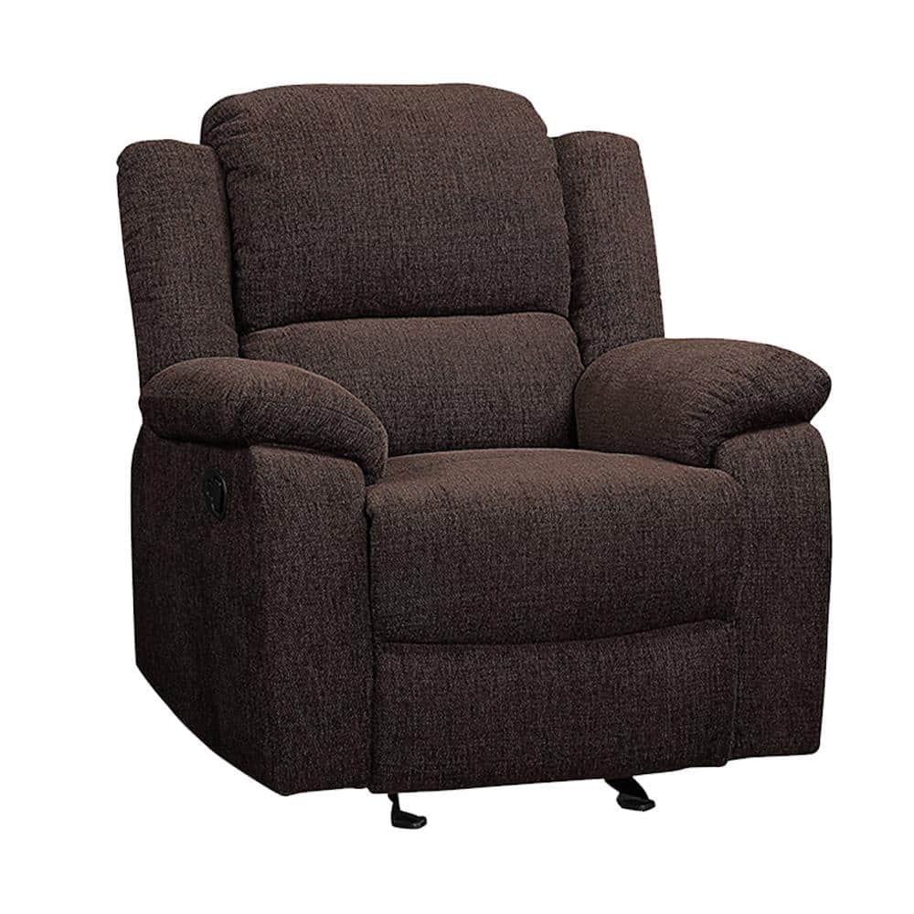 Brown Velvet Recliner with Wood Frame