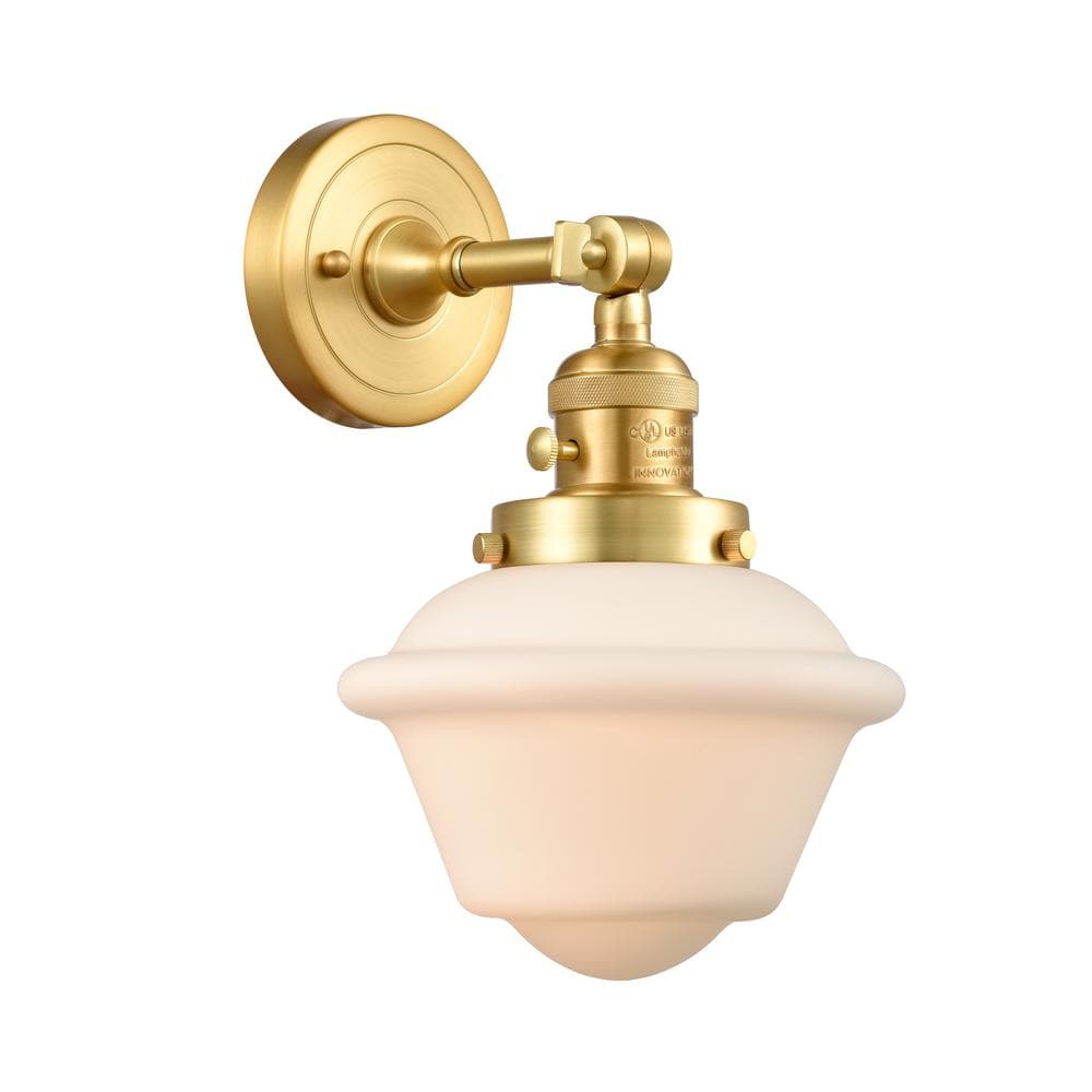 Oxford 1-Light Matte White, Satin Gold Wall Sconce with White Glass Shade price history on PriceWatchPro