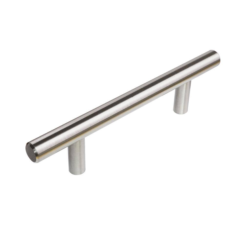 3.5 in. Satin Nickel Modern Bar Cabinet Pulls with Mounting Hardware (25-Pack)