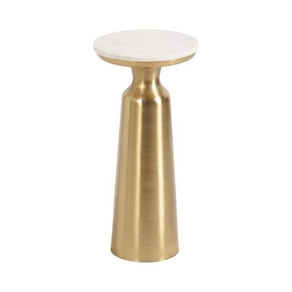 Cardina 10 in. White Round Marble End Table