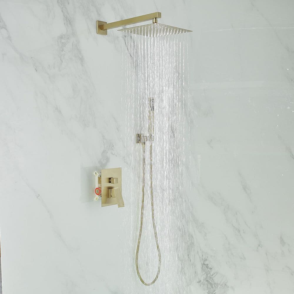 Brushed Gold Stainless Steel Wall Mounted Rain Shower System