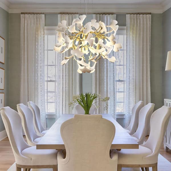 7-Light 24 in. Ginkgo Modern Chandelier, Gold Tree Branches Chandelier, for Living Room, Dining Room, Bedroom and Foyer