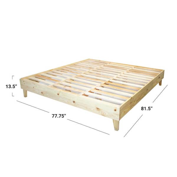 Eluxury Wooden Natural King Platform, Natural Platform Bed Frame