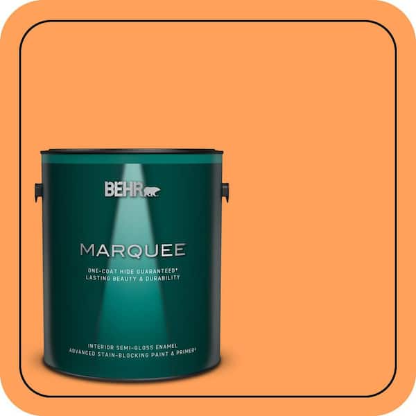 BEHR MARQUEE 1 gal. #T15-10 Clarified Orange Semi-Gloss Enamel Interior Paint & Primer