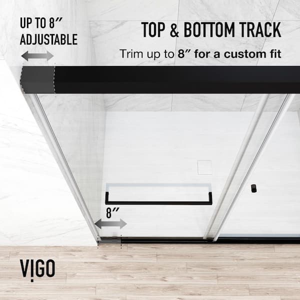 VIGO Satro E-Class 52 to 60 in. W x 74 in. H Semi-Frameless Double
