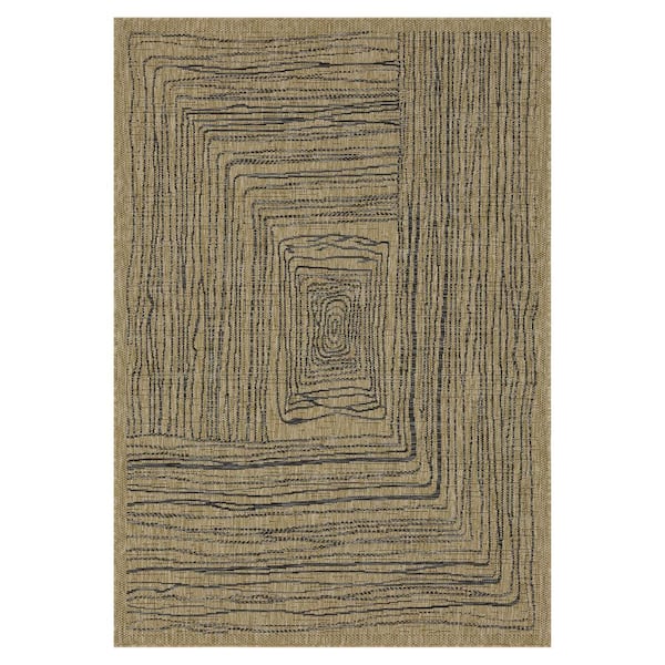 Kalina 6 ft. x 9 ft. Jute and Black Indoor/Outdoor Area Rug