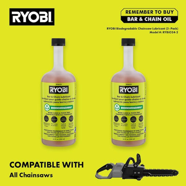 RYOBI 24 oz. Biodegradable Bar and Chain Oil (2-Pack)