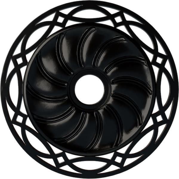 Ekena Millwork 1-3/8" x 26-5/8" x 26-5/8" Polyurethane Loera Ceiling , Hand-Painted Jet Black