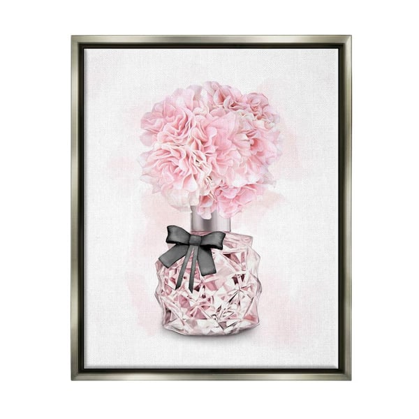 The Stupell Home Decor Collection Pink Flower Perfume Glam Fashion Design by Ziwei Li Floater Frame Nature Wall Art Print 25 in. x 31 in. .