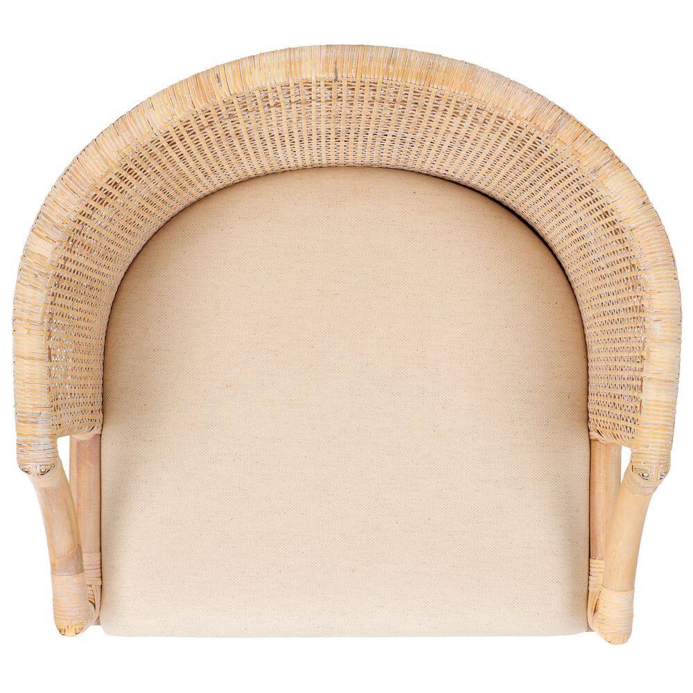 Natural White Wash Rattan and Faux Leather Extra Tall Stool