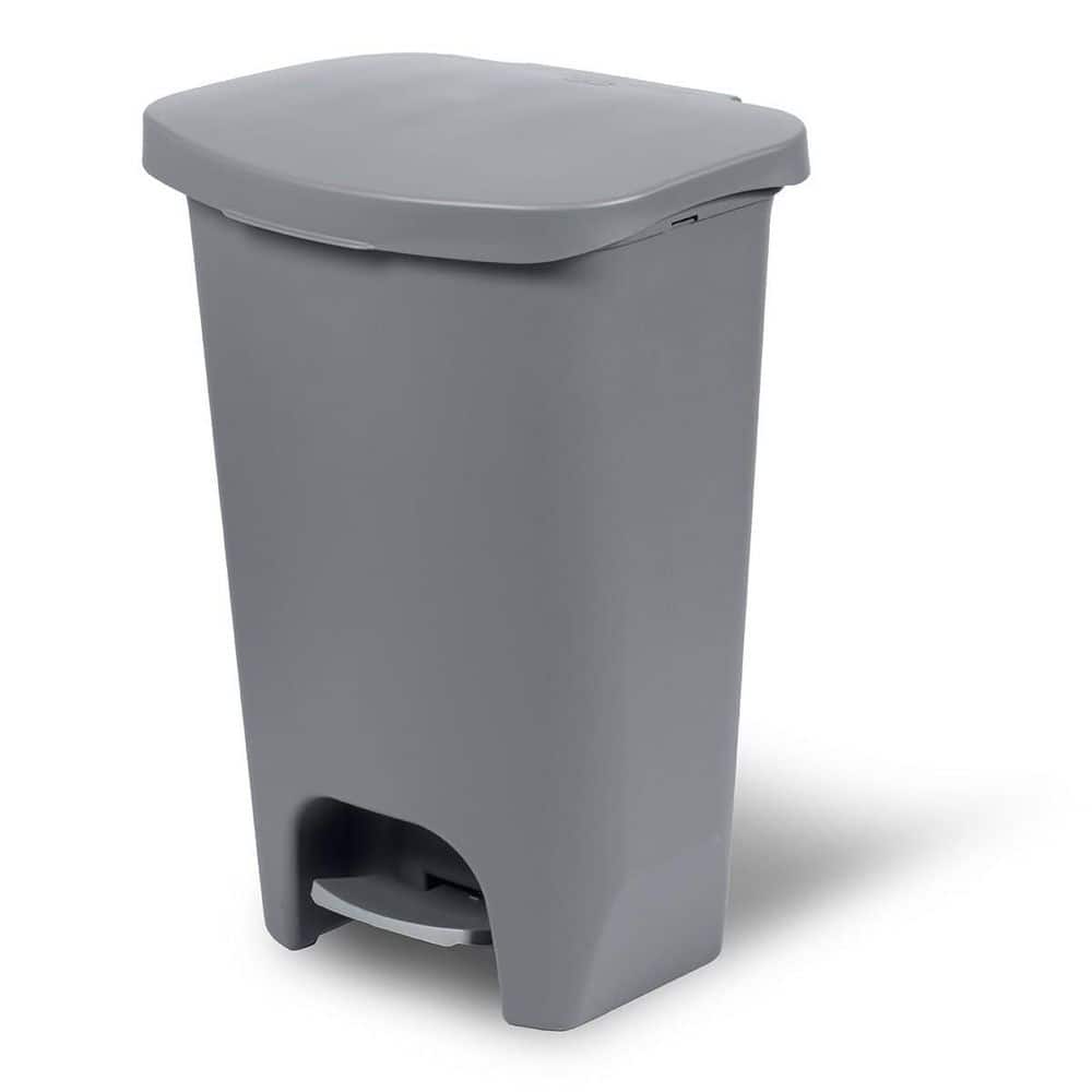 13 Gal. Plastic Kitchen Hands Free Waste Bin with Odor Protection of Lid Step On Foot Pedal and Garbage Bag Rings, Gray price history on PriceWatchPro
