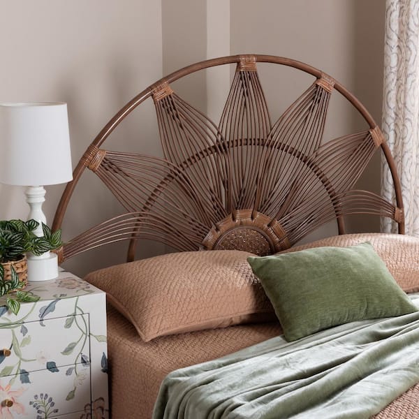 Jasmine Light Brown Rattan Queen Standalone Headboard
