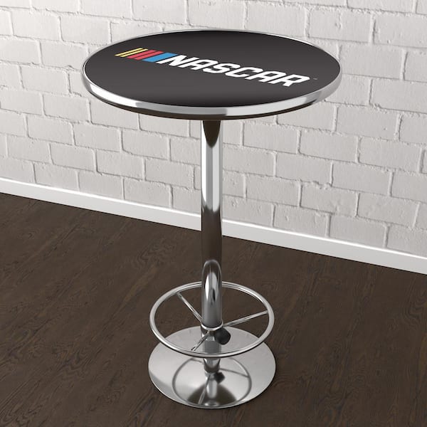 Unbranded NASCAR 3-Piece Round Acrylic Top Chrome Bar Table Set Seats 2