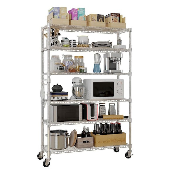 Tahanbath 6-Tier Adjustable Wire Shelving Unit (48x18x72 in., Silver)