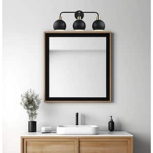 Indigo 23 in. 3-Light Black and Gold Bathroom Vanity Light Fixture with Metal Shades