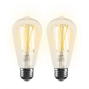 60-Watt Equivalent E26 ST21 (ST64) Edison WiFi LED Smart Bulb, 2700K-6500K No Hub Required (2-Pack)