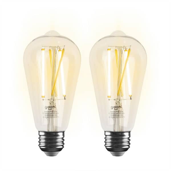 Geeni 60-Watt Equivalent E26 ST21 (ST64) Edison WiFi LED Smart Bulb, 2700K-6500K No Hub Required (2-Pack)