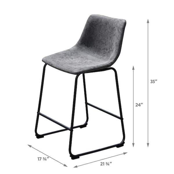 Maypex 35 In Charcoal Low Back 24, 35 Inch Seat Height Bar Stools