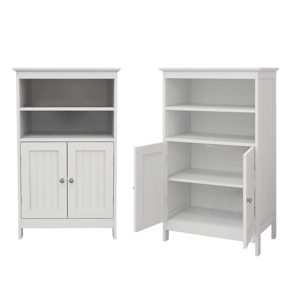 22 in. W x 13 in. D x 36 in. H White Freestanding Linen Cabinet with Adjust