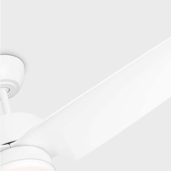 Generation Lighting - Colgin 56 in. Indoor/Outdoor Matte White Modern Standard Dowrod Mount Ceiling Fan with Integrated LED Light Kit