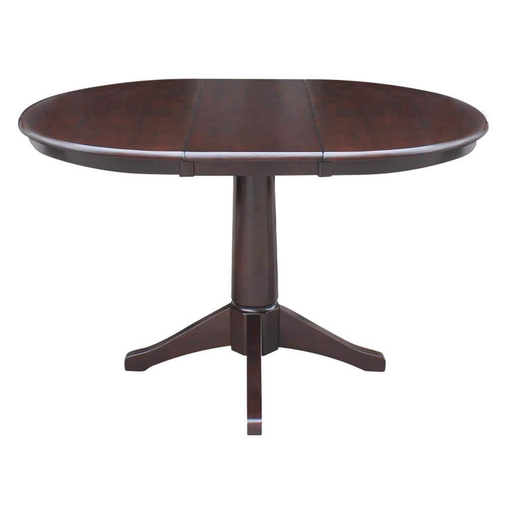 Espresso Oval Extendable Wood Dining Table with Leaf