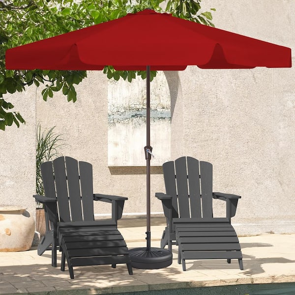JEAREY 11 ft. Steel Market Crank Outdoor Patio Umbrella in Red