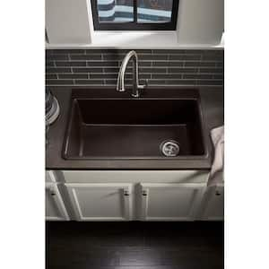 Kennon Neoroc Matte Brown Granite Composite 33 in. Single Bowl Drop-In or Undermount Kitchen Sink