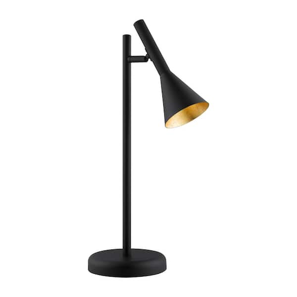 Eglo Cortaderas 9.13 in. W x 18.50 in. H 1-Light Black Table Lamp with Black/Gold Metal Adjustable Shade