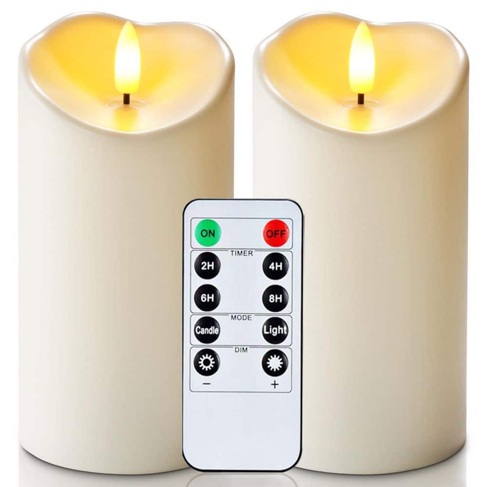 6x3 Outdoor Waterproof Flameless LED Candles Electric Fake Plastic Pillar Candles with Remote Timers Ivory White 2-Pack price history on PriceWatchPro