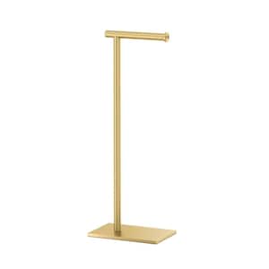 Latitude II Square Freestanding Toilet Paper Holder in Brushed Brass