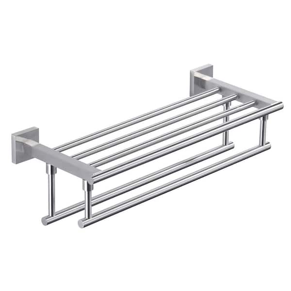20 in. Bathroom Wall Mounted Double Tier Towel Rack with Double Towel Bar Stainless Steel in Brushed Nickel