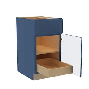 Washington Vessel Blue Plywood Shaker Assembled Base Kitchen Cabinet FH 1 ROT Sft Cls R 18 in W x 24 in D x 34.5 in H