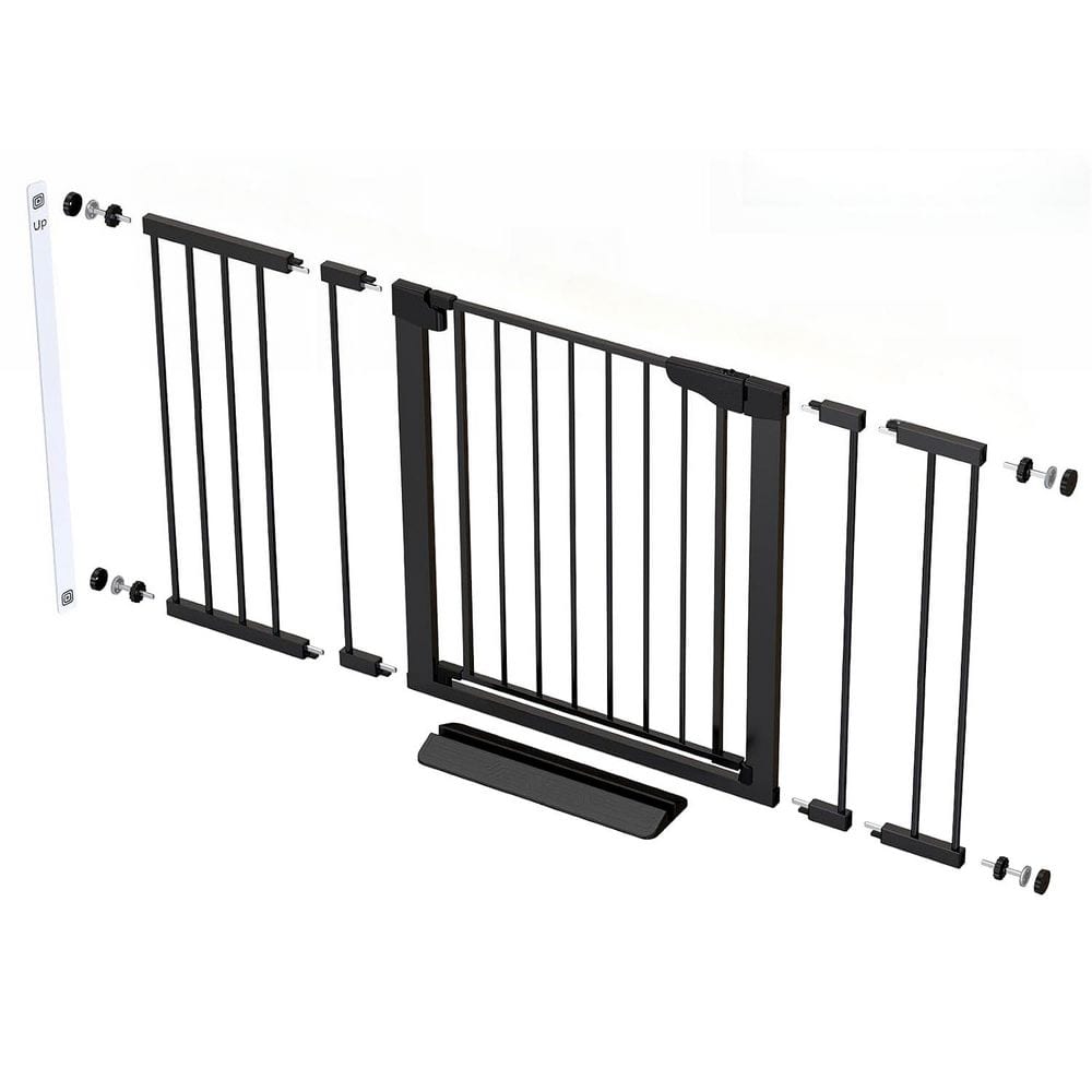 Extra-Wide Baby and Pet Safety Gate 29.7-54.2 Black Self-Closing Pressure Mounted for Stairs in Steel Fence Panel price history on PriceWatchPro