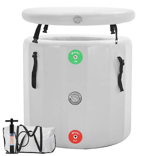 BOZTIY 185 gal. Cold Plunge Tub 2-Person Inflatable Cold Plunge Ice Bath tub 39 in. x 39 in. x 35 in. Outdoor Storage Cabinet