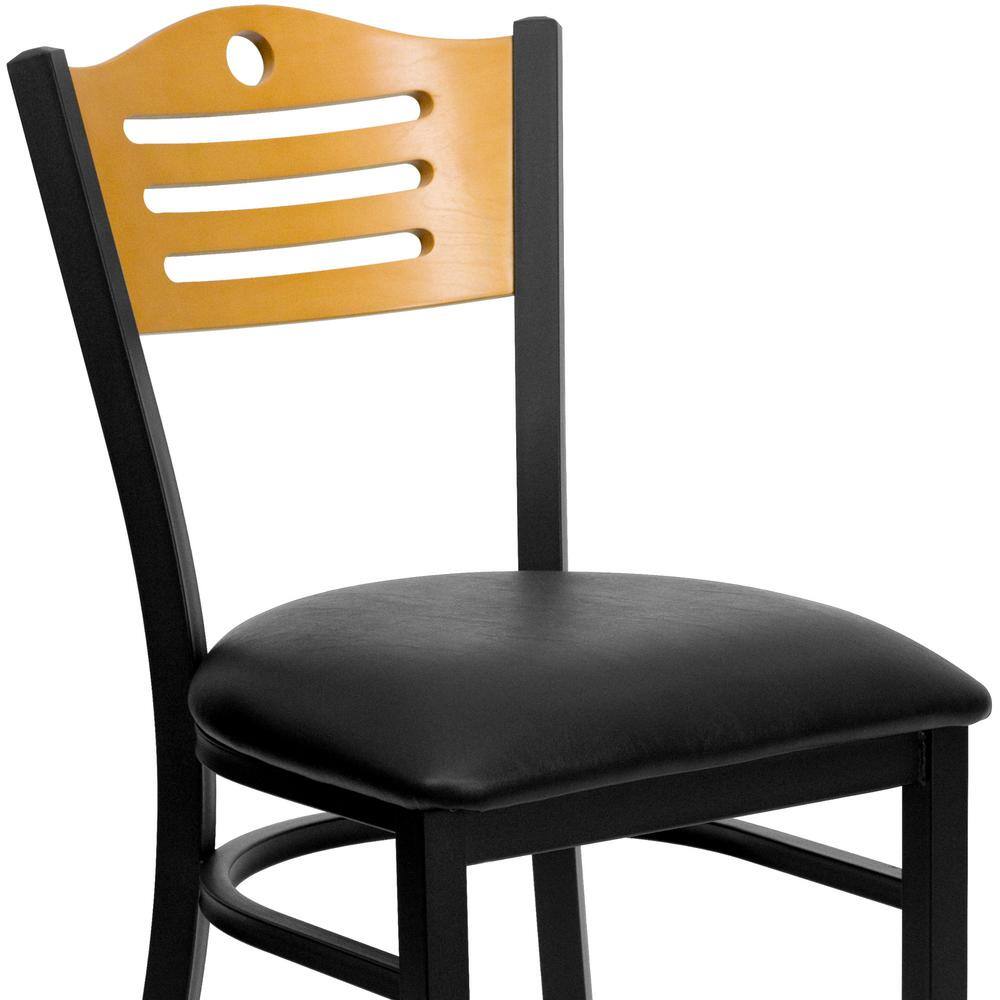 Black Metal and Wood Slat Back Side Chair