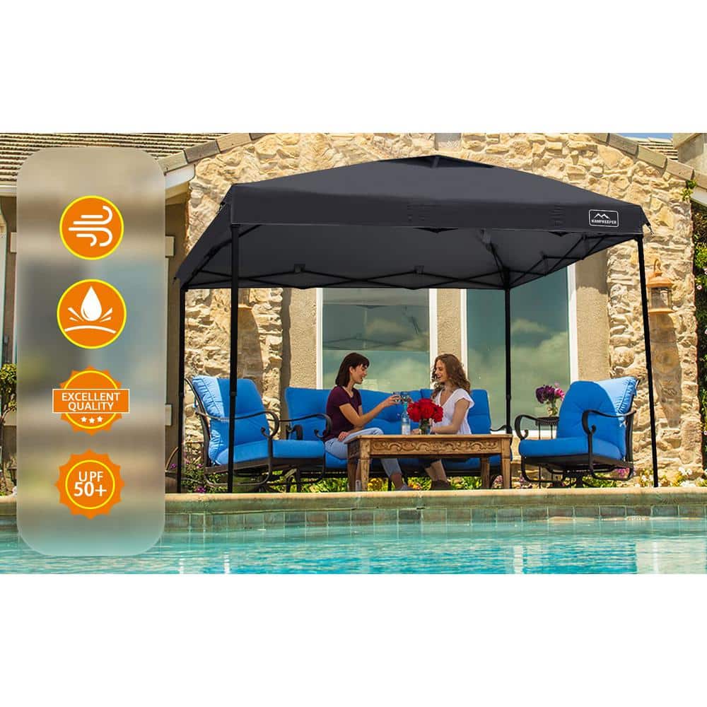 Black 10x10 Waterproof Pop-Up Canopy Tent with Adjustable Legs